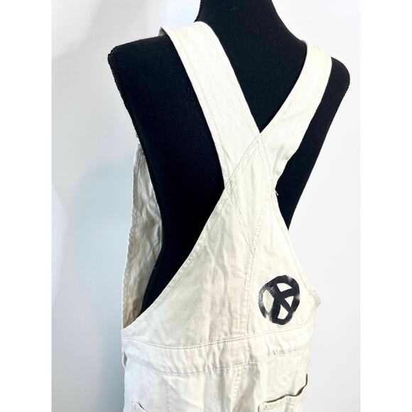 We the Free Ziggy Harmony Overalls in Off White Medium Denim Printed Pockets - Picture 5 of 7